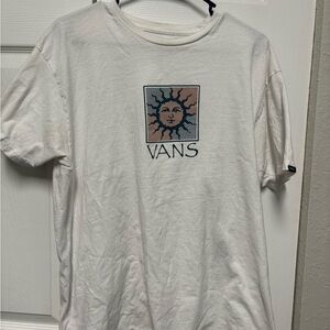 Vans White Short Sleeve Tee with Sun Graphic